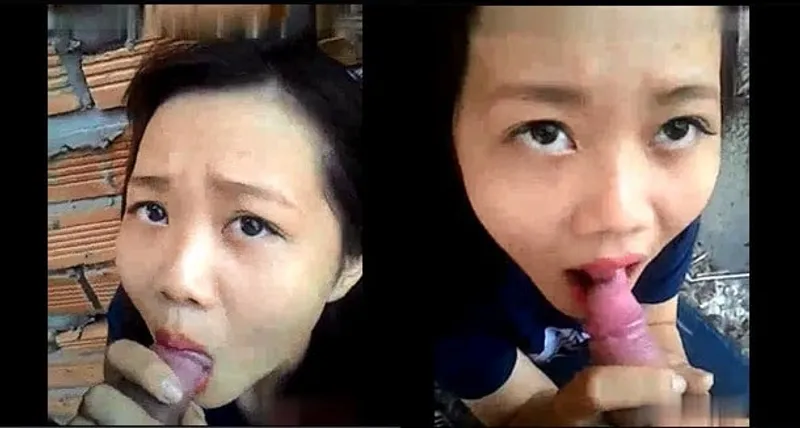 Bạn gái bú củ khoải ở vườn sau nhà